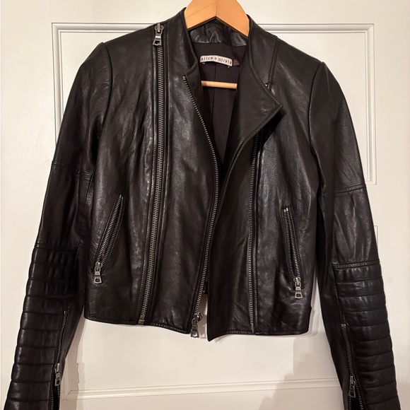 Alice + Olivia Black Leather Jacket “Always Right” - Picture 2 of 5